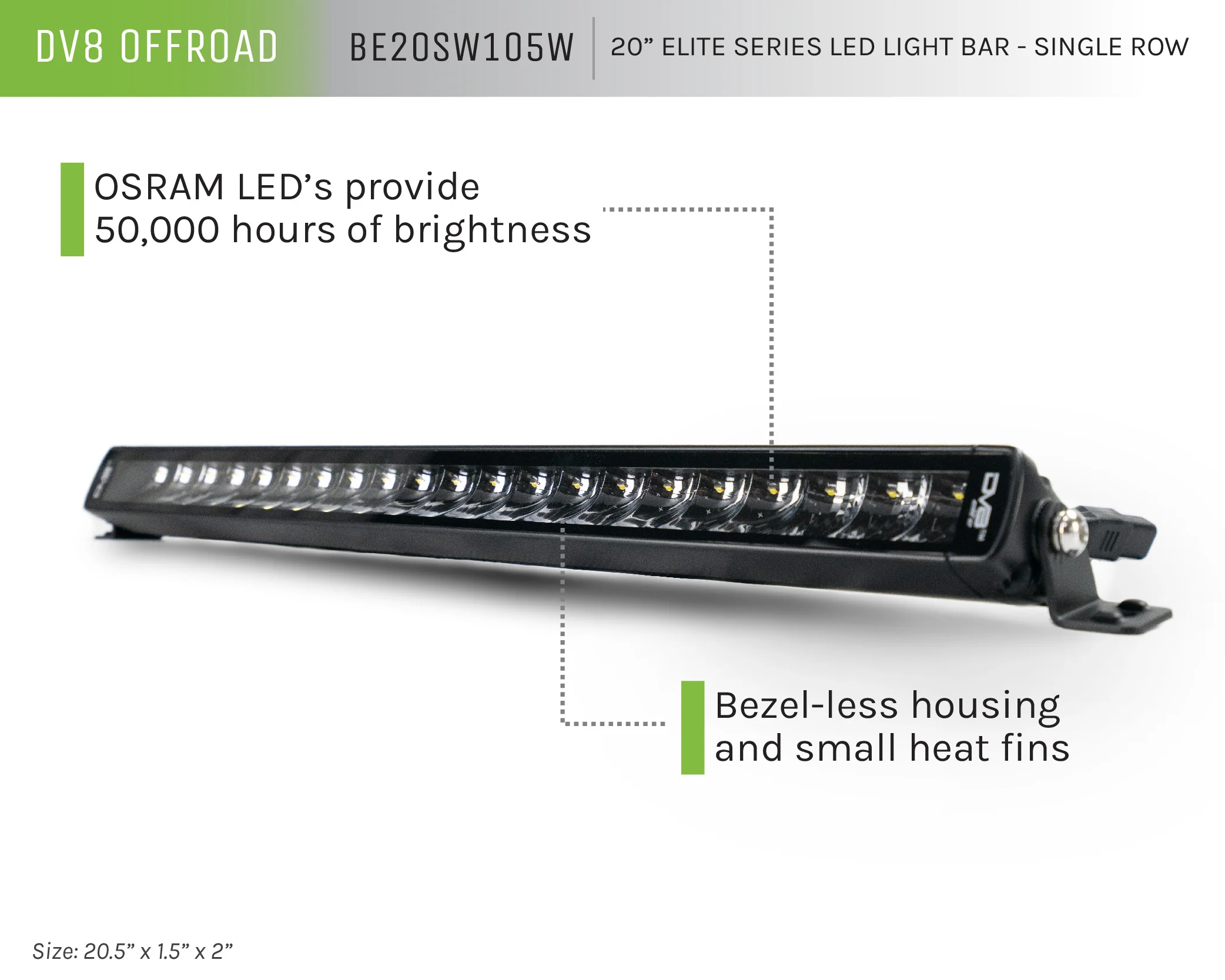 20-Inch Elite Series LED Light Bar | Single Row - Image 7