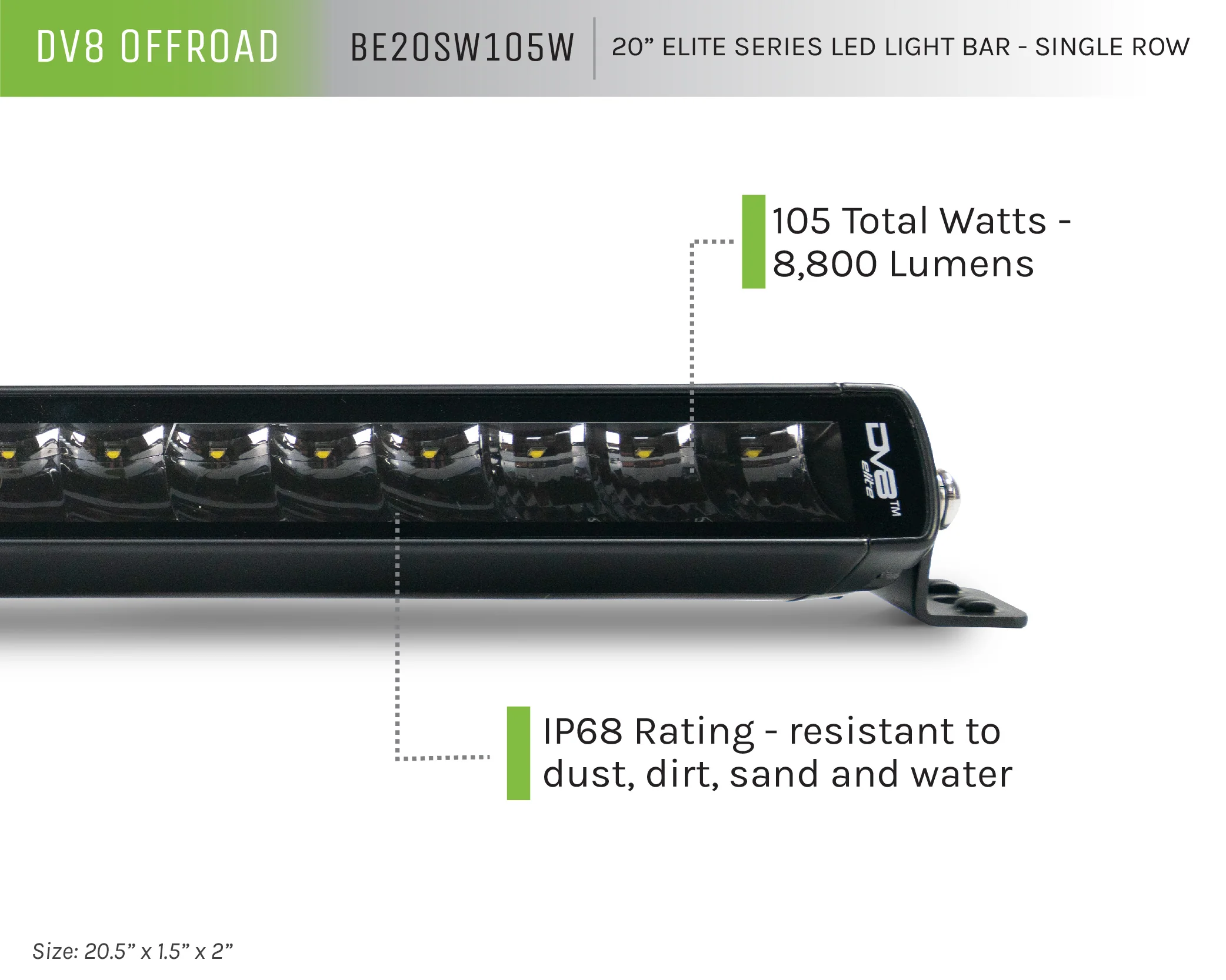 20-Inch Elite Series LED Light Bar | Single Row - Image 8