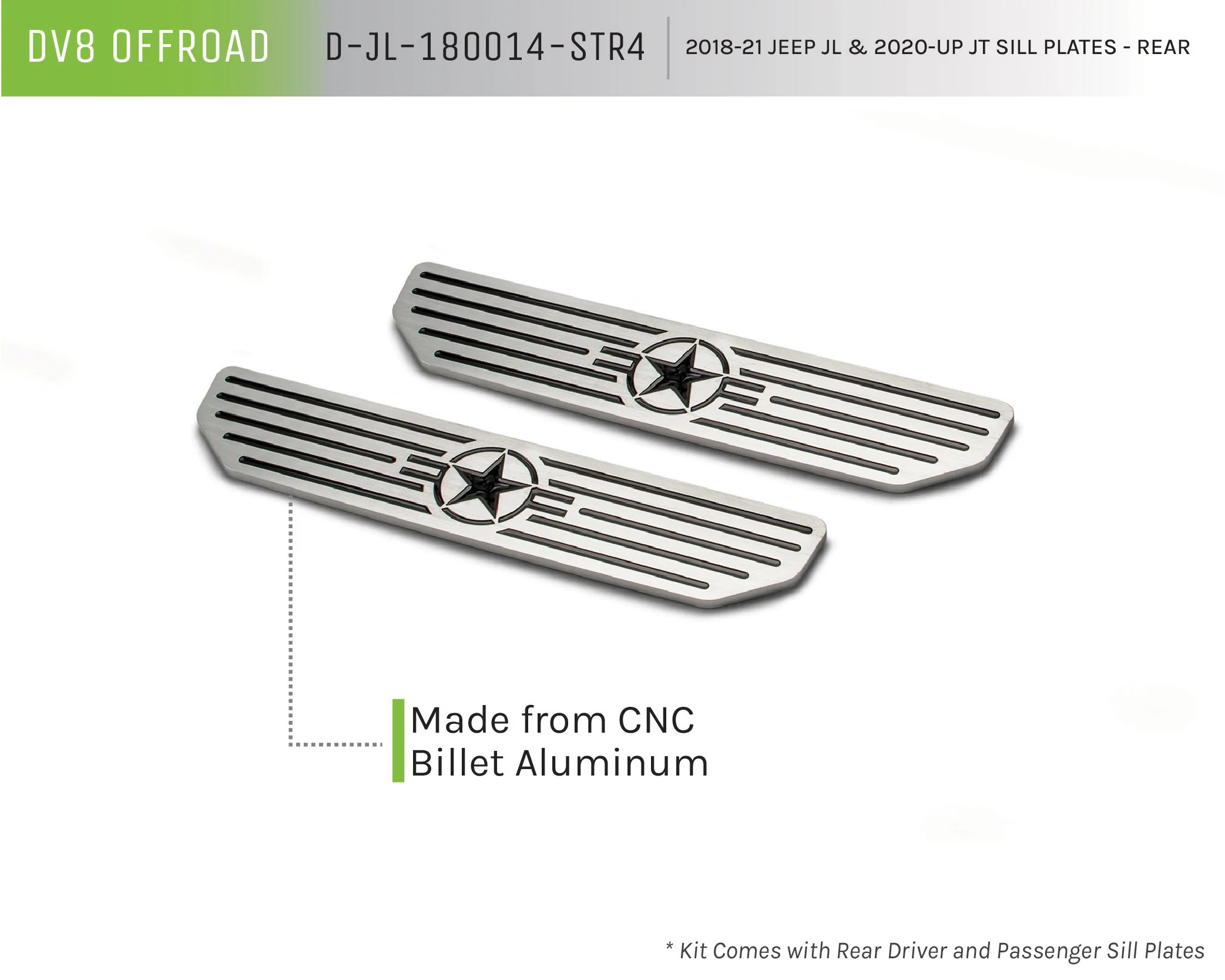 2018-2026 Jeep Wrangler JL & Gladiator JT Sill Plates "Star Logo" | Rear - Image 7
