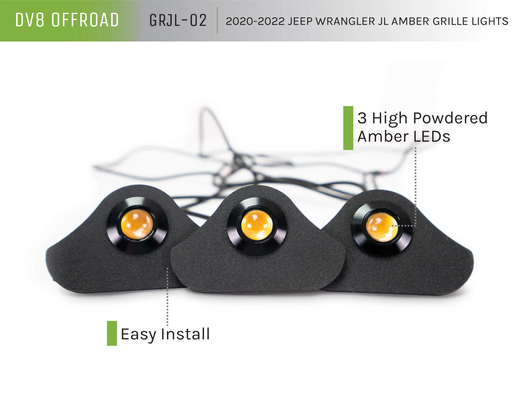 2018-2023 Jeep Wrangler JL Amber Grille Lights - Image 11